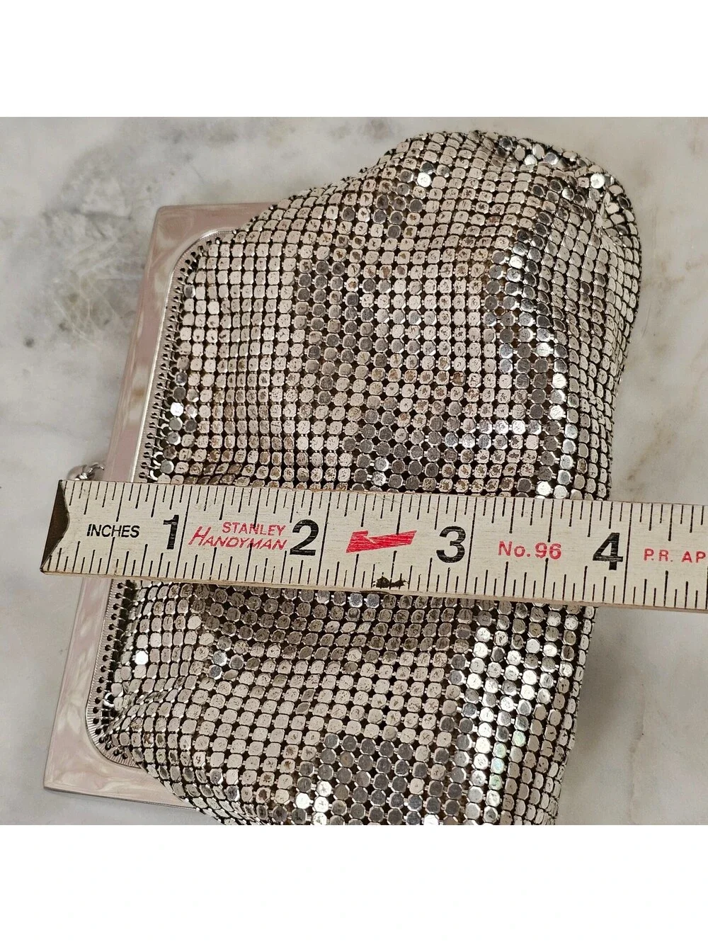 Vintage Whiting & Davis Silver Mesh Evening Bag Silver Frame 1950s